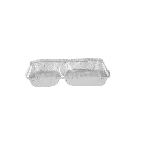 500 Pieces Aluminum Container 2 Compartment Base Only 226x177x29 Mm
