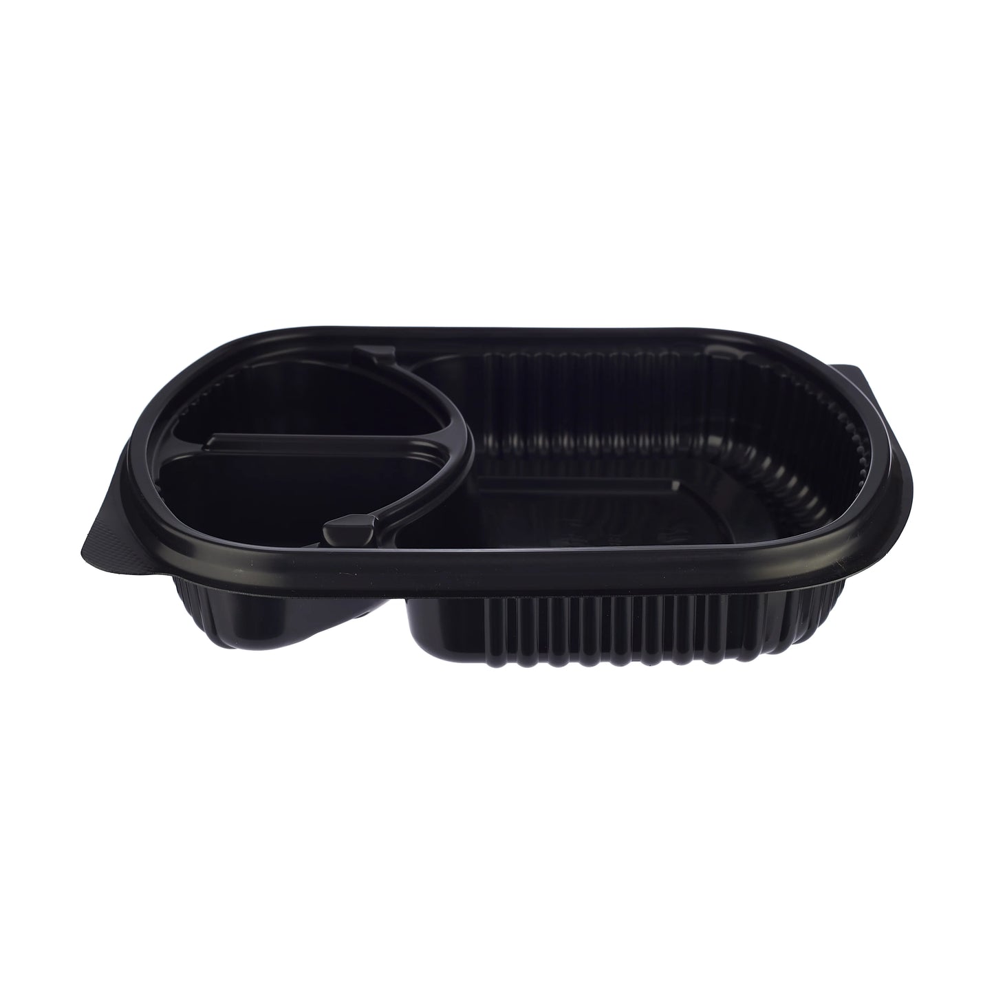 150 Pieces Black Base Rectangular 2-Compartment Container Lid Only