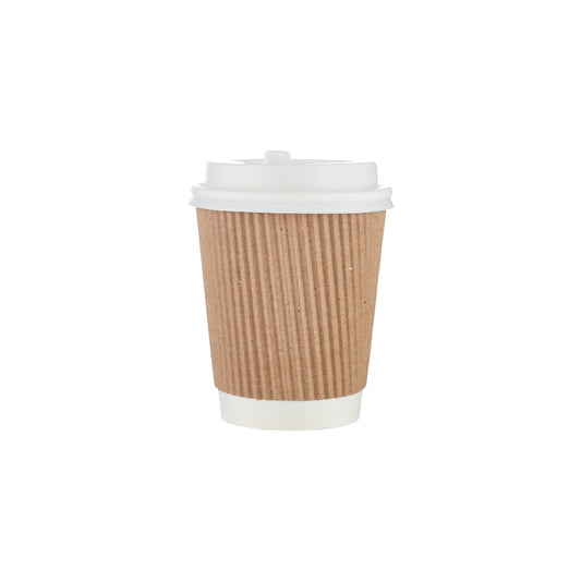 8 Oz Kraft Ripple Paper Cup With Lid