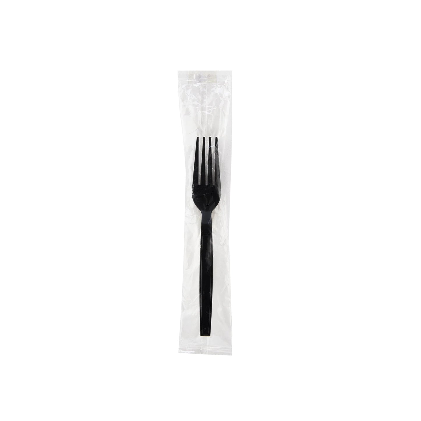 Plastic Heavy Duty Cutlery Black Individually Wrapped 1000pcs