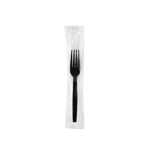 Plastic Heavy Duty Cutlery Black Individually Wrapped 1000pcs